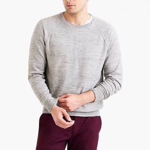 J. Crew Mens Raglan Budded Crew Neck Sweater Gray Cotton